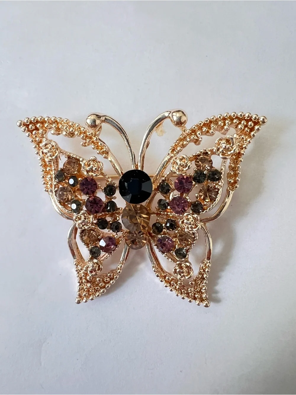 Lot of 3 Multicolor Crystal Butterfly Brooch Pin - Women Jewelry